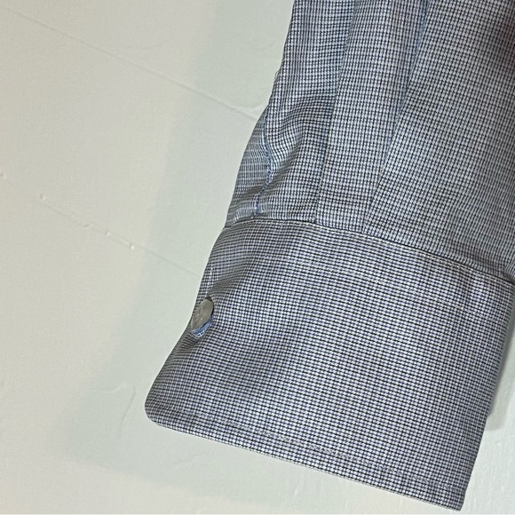 Men's David Donahue Blue & White Collared Button Down Shirt - Picture 7 of 8